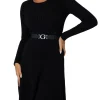Mini abito fit and flare in maglia con cintura nero
