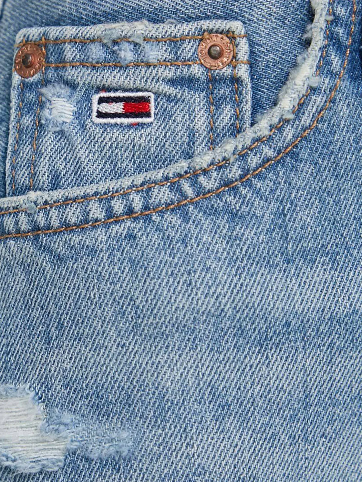 Minigonna di jeans stretch Izzie con orlo sfrangiato, tagli e scucitur
