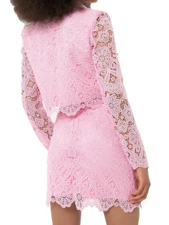 Minigonna in pizzo rosa
