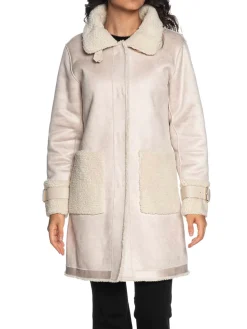 Montone lungo dettagli teddy beige