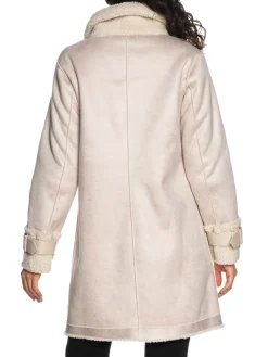 Montone lungo dettagli teddy beige