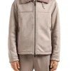Montone zip collo pelliccia beige