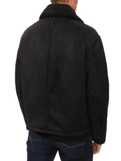 Montone zip collo pelliccia nero