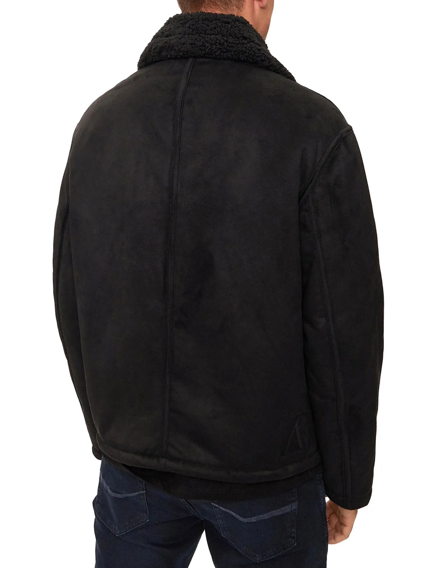 Montone zip collo pelliccia nero