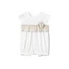 Pagliaccetto dettagli righe in cotone bianco