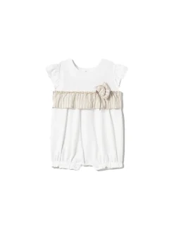 Pagliaccetto dettagli righe in cotone bianco
