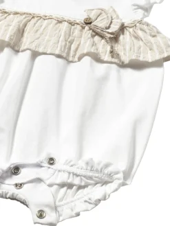 Pagliaccetto dettagli righe in cotone bianco