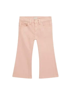 Pantalone a zampa neonata in denim color pesca