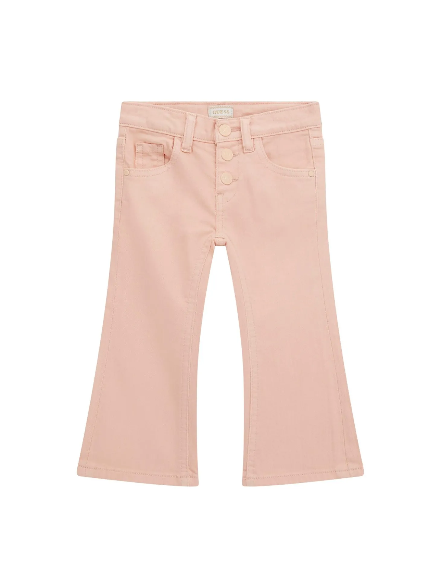 Pantalone a zampa neonata in denim color pesca