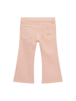 Pantalone a zampa neonata in denim color pesca