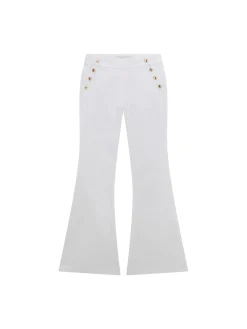 Pantalone a zampa tasche america bianco