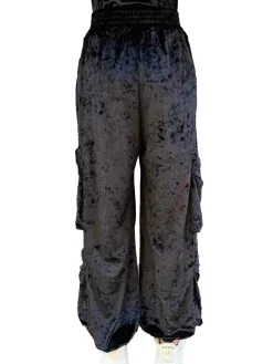 Pantalone cargo ciniglia nero