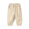 Pantalone cargo in cotone beige