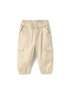 Pantalone cargo in cotone beige
