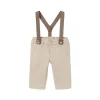 Pantalone chino con bretelle in cotone noce
