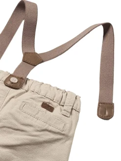 Pantalone chino con bretelle in cotone noce