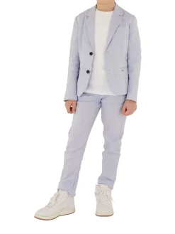 Pantalone chino lino cerimonia bambino celeste