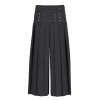 Pantalone culotte con applicazione borchie in crepe nero