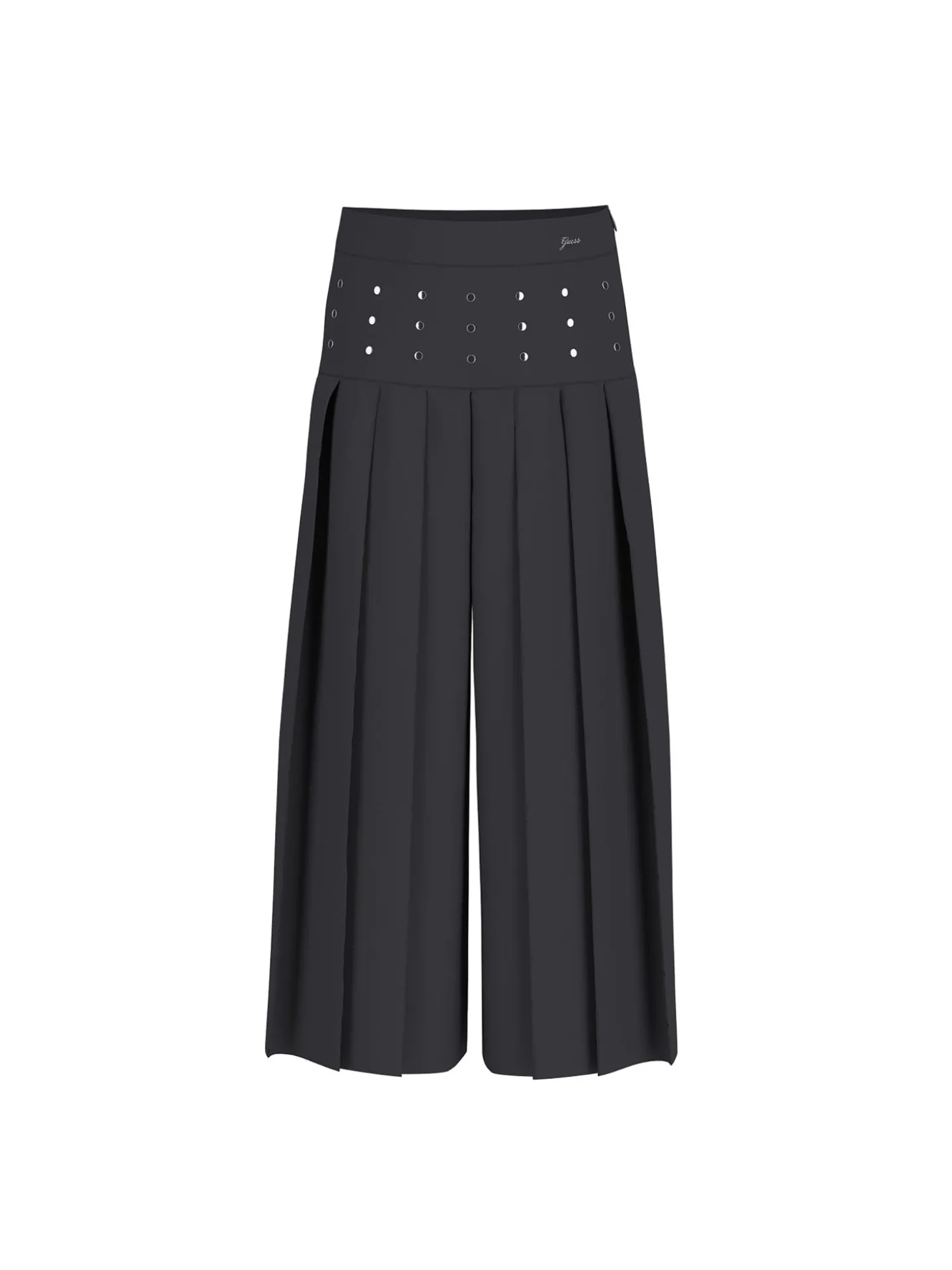 Pantalone culotte con applicazione borchie in crepe nero