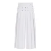 Pantalone culotte con applicazione borchie in crepe bianco