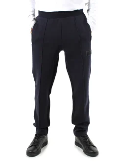 Pantalone jogger box logo e profili frontali blu