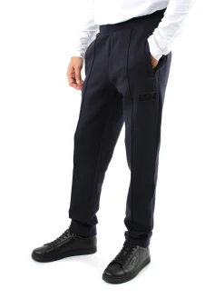 Pantalone jogger box logo e profili frontali blu