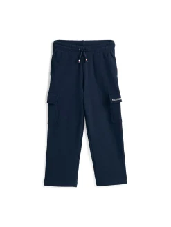 Pantalone jogger cargo con logo monotype sulla tasca blu
