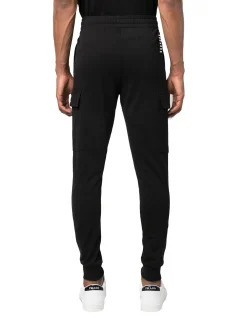 Pantalone jogger cargo felpa nero