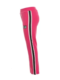 Pantalone jogger con logo Gj e fasce colorate fucsia
