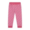 Pantalone jogger con pattern monogram allover rosa