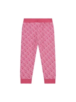 Pantalone jogger con pattern monogram allover rosa
