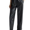 Pantalone jogger palazzo spalmato nero