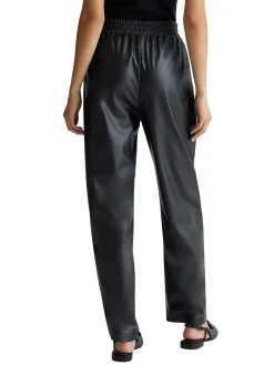 Pantalone jogger palazzo spalmato nero