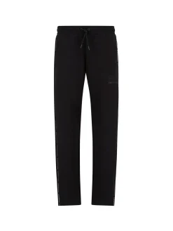 Pantalone jogger stampa piping logo nero