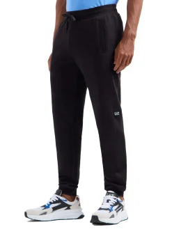 Pantalone jogger tape logo bianco laterale nero