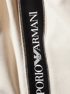 Pantalone jogger tape logo bianco laterale panna