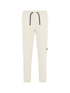 Pantalone jogger tape logo bianco laterale panna