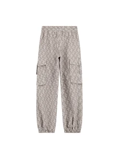 Pantalone Jogging cargo logo allover beige