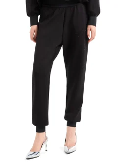 Pantalone logo strass nero