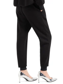 Pantalone logo strass nero