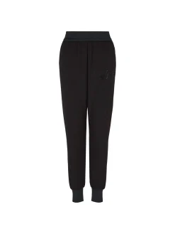 Pantalone logo strass nero