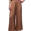 Pantalone modello palazzo in raso ruggine