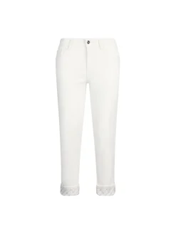Pantalone skinny dal ginocchio con risvolto bianco
