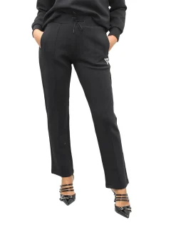 Pantalone stile jogger con coulisse e logo nero