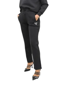 Pantalone stile jogger con coulisse e logo nero