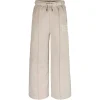 Pantalone teen wide leg con logo grigio