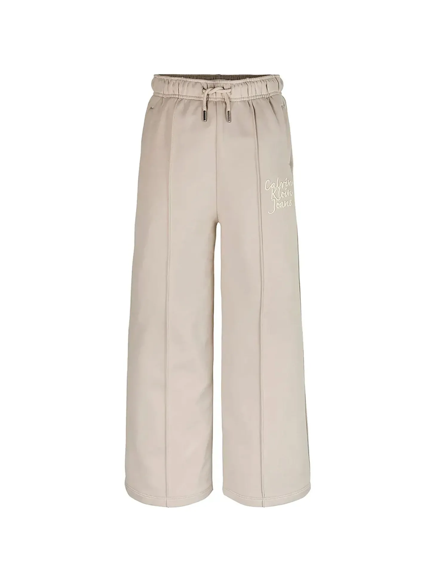 Pantalone teen wide leg con logo grigio