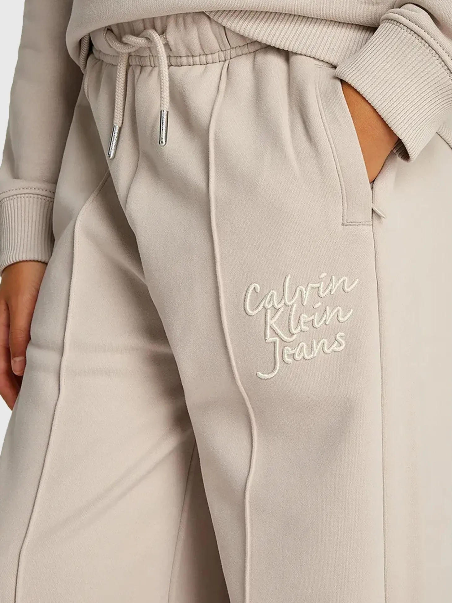 Pantalone teen wide leg con logo grigio