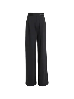 Pantalone teen wide leg in twill nero