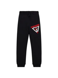 Pantalone tuta nero con logo ricamato